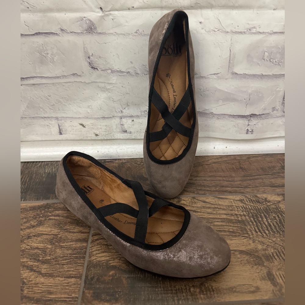 Eurosofft By Sofft‎ Size 7M Haina Ballet Flats Comfort Shoe Brown Metallic